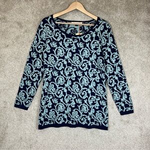 Orange Fashion Village Sweater Womens S/M Blue Pullover Tunic Stretch NEW- 1044*